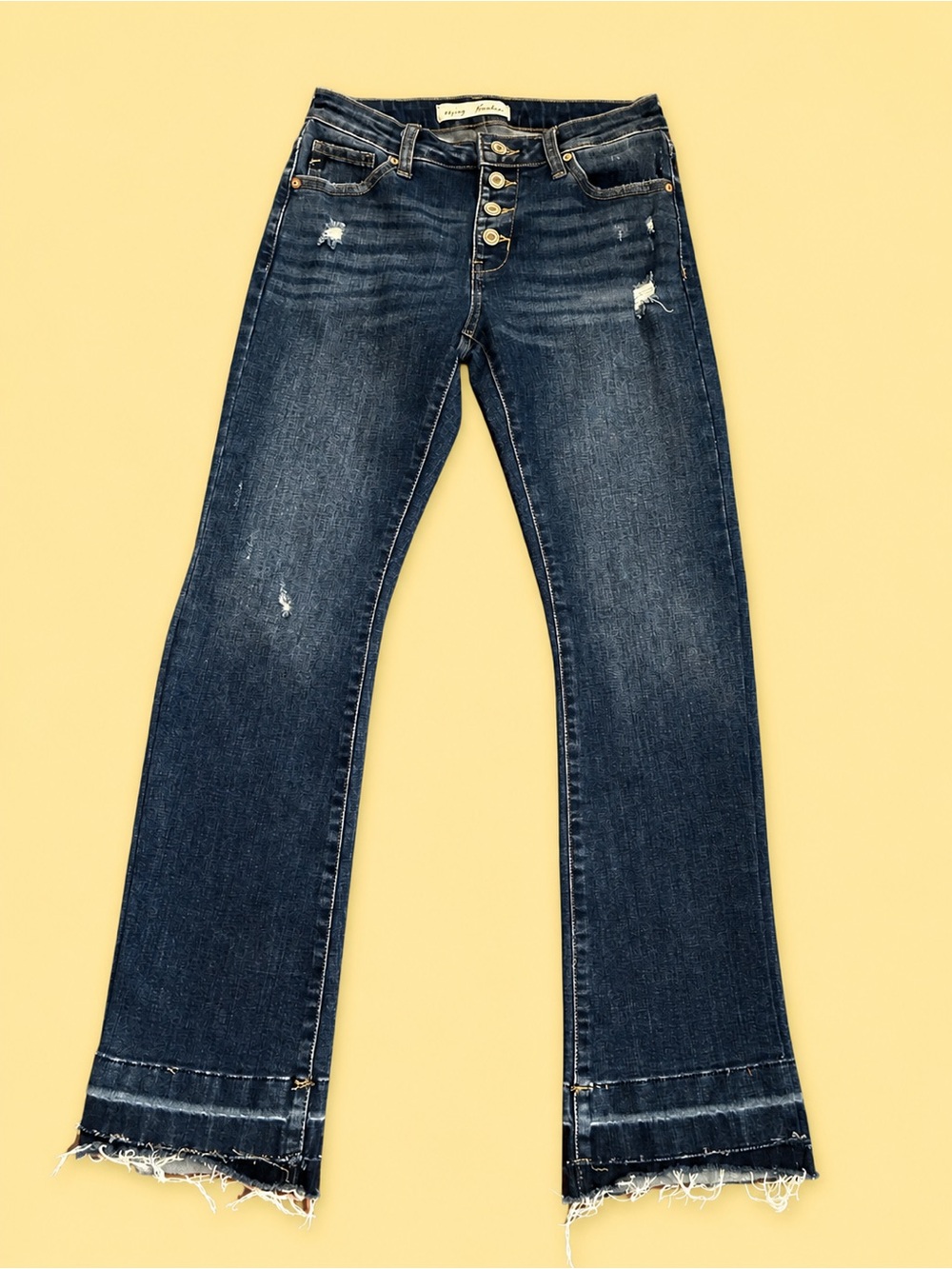 KanCan Dark Blue Button-Fly Flare Jeans